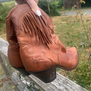 ZODIAC Leather Fringe Booties VTG **not for sale**